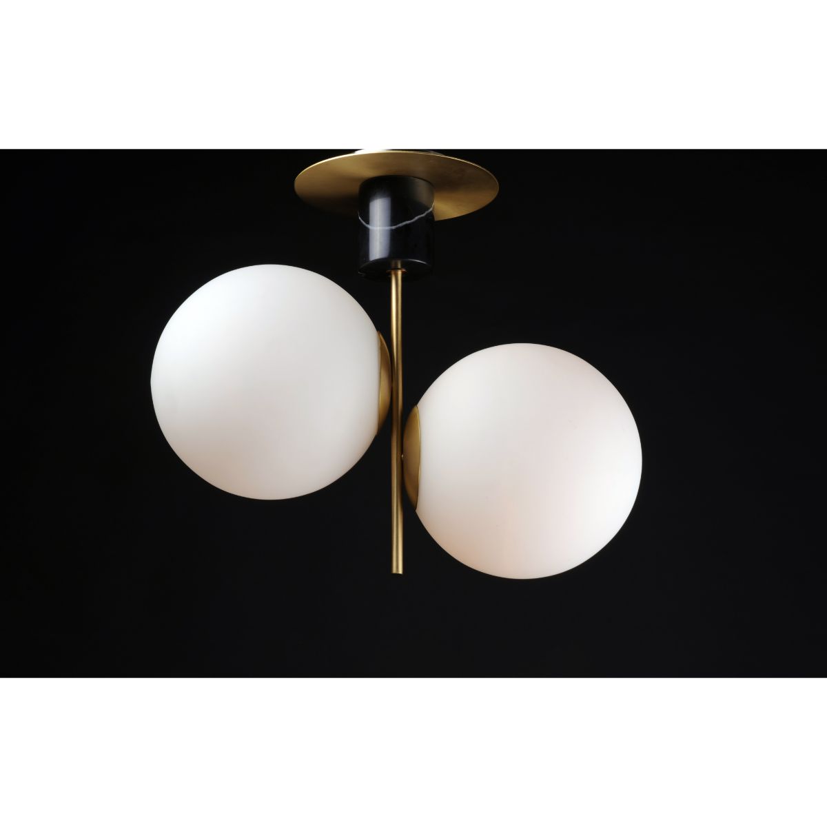 Vesper 20 in. 2 Lights Semi-Flush Mount Light, Satin Brass|Black - Bees Lighting