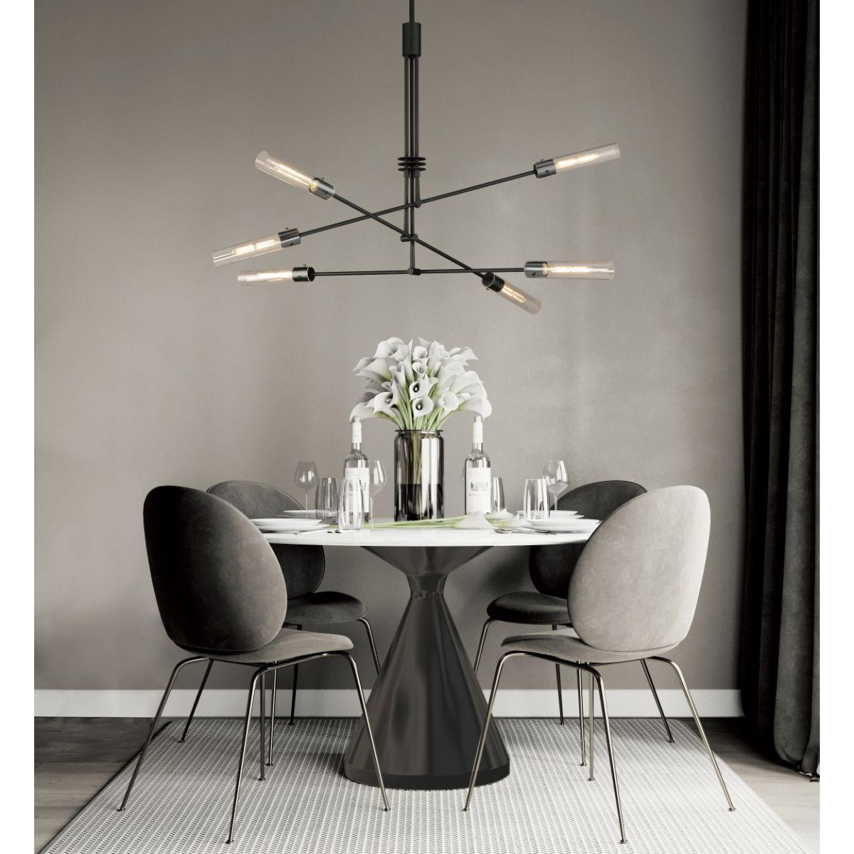 Equilibrium 60 in. 6 Lights LED Pendant Light Black Finish - Bees Lighting