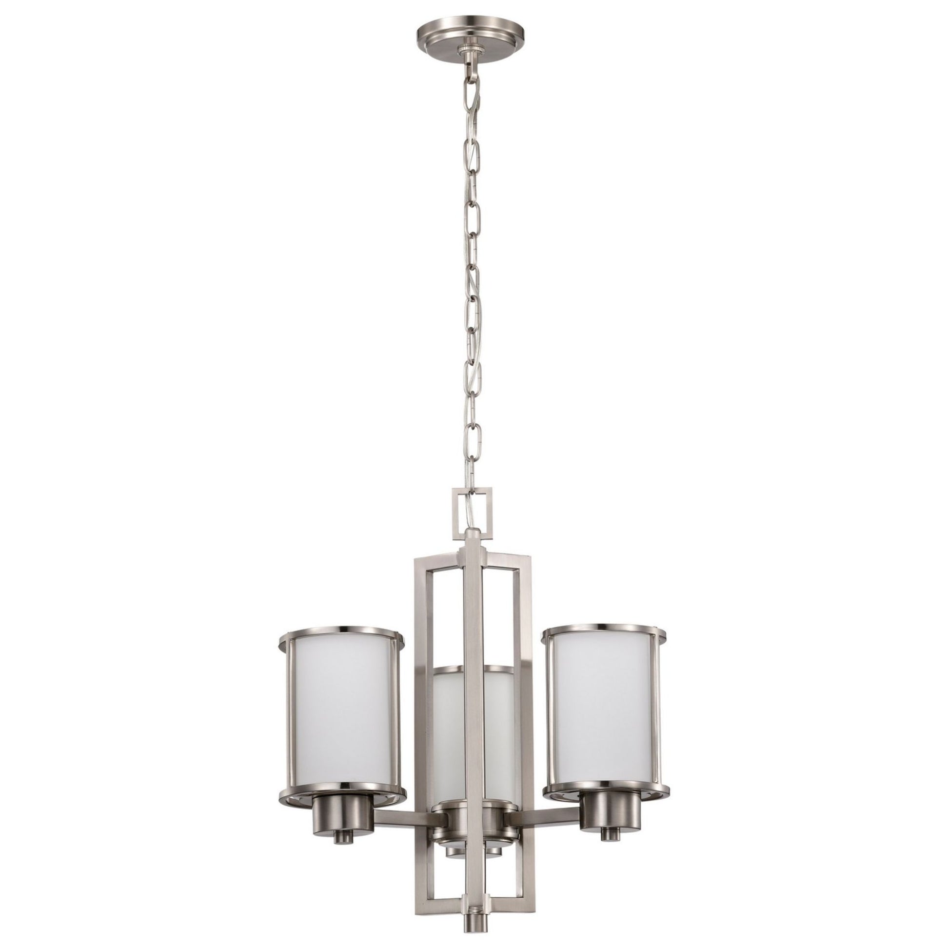 Odeon 19" 3-Light Chandelier, Brushed Nickel Finish - Bees Lighting