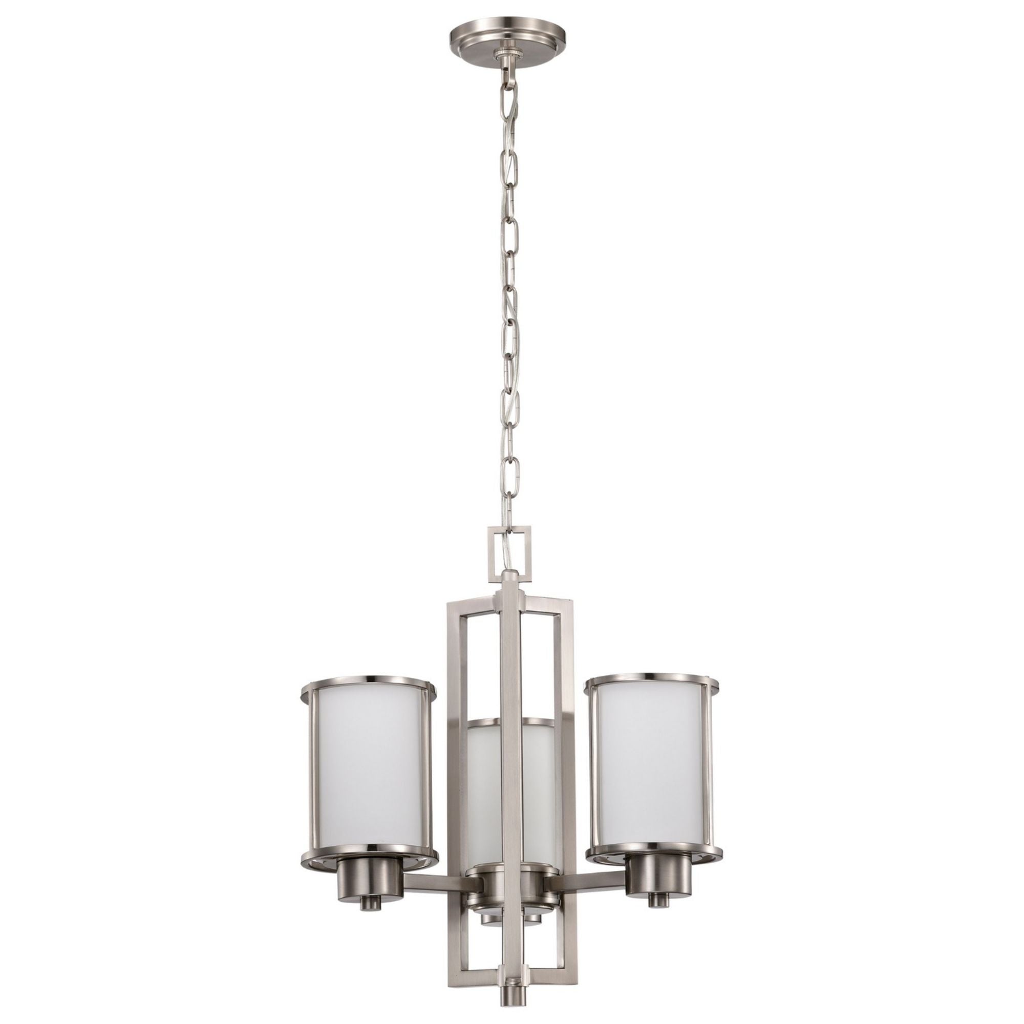 Odeon 19" 3-Light Chandelier, Brushed Nickel Finish