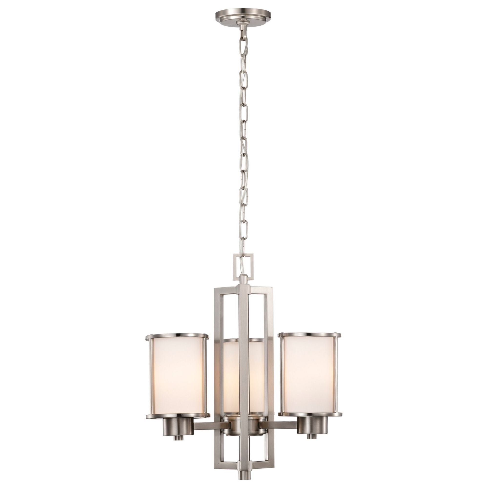 Odeon 19" 3-Light Chandelier, Brushed Nickel Finish - Bees Lighting