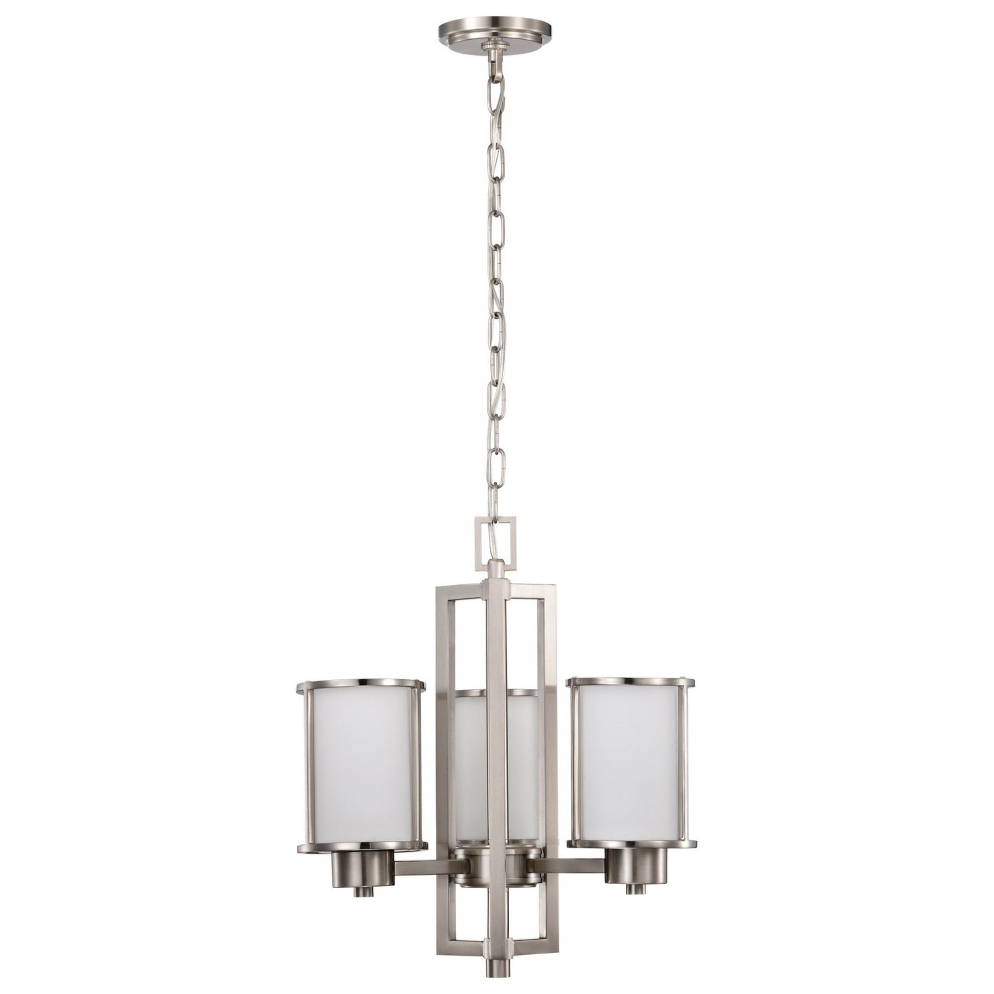 Odeon 19" 3-Light Chandelier, Brushed Nickel Finish - Bees Lighting