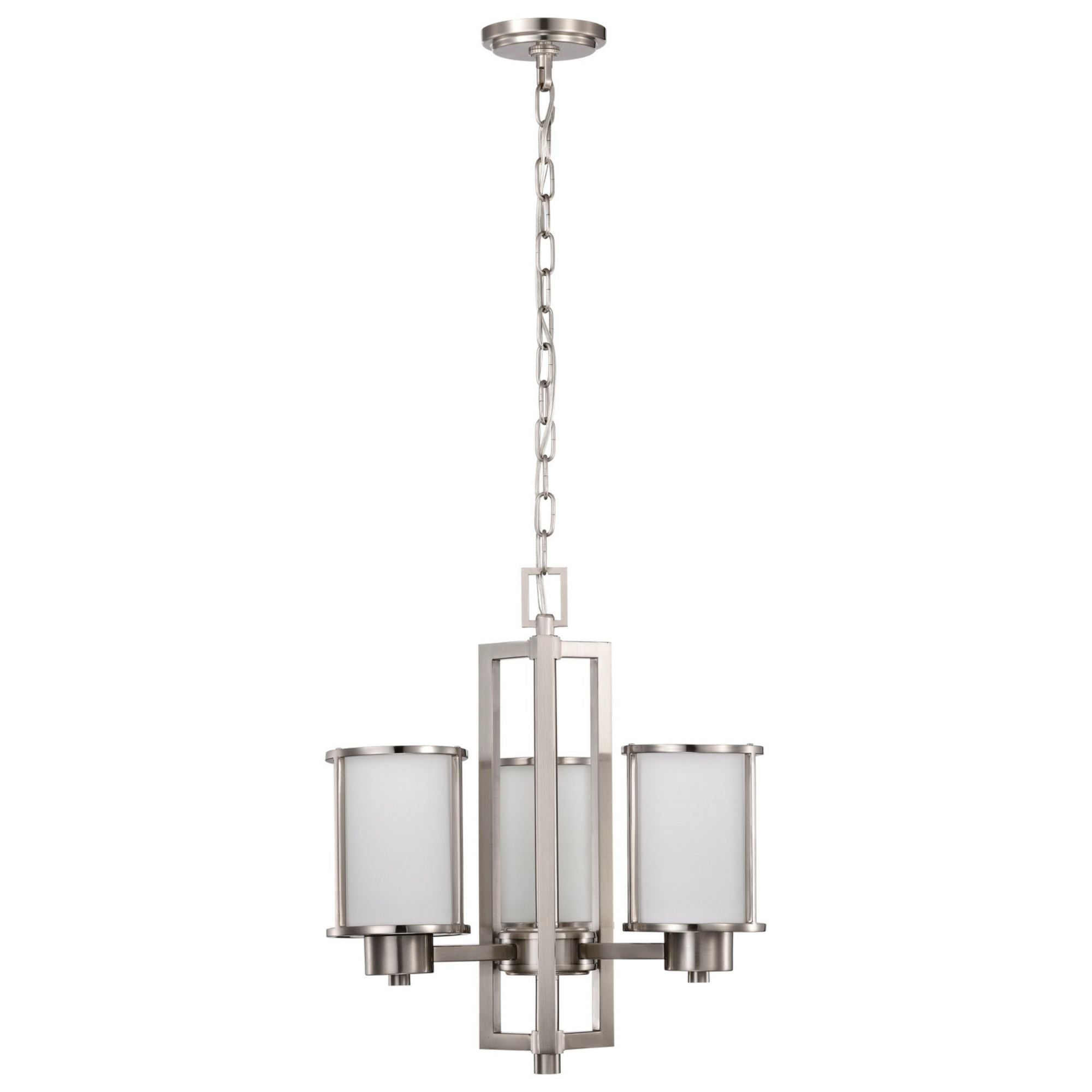 Odeon 19" 3-Light Chandelier, Brushed Nickel Finish - Bees Lighting