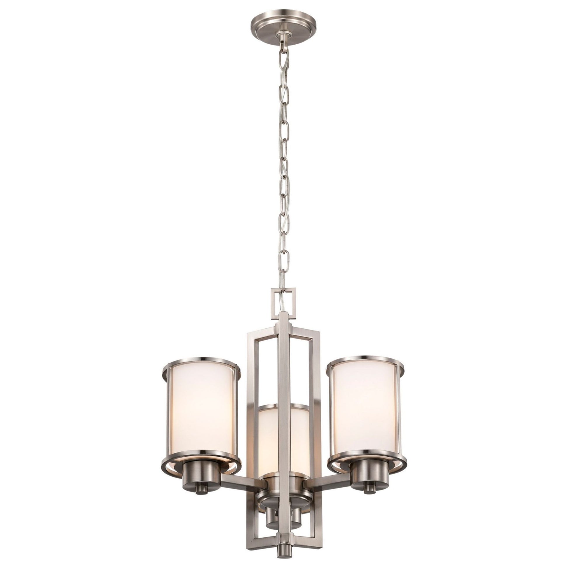 Odeon 19" 3-Light Chandelier, Brushed Nickel Finish - Bees Lighting