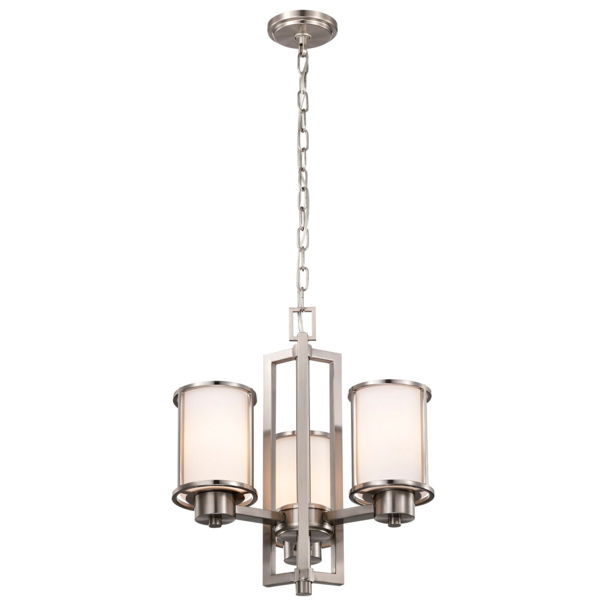 Odeon 19" 3-Light Chandelier, Brushed Nickel Finish - Bees Lighting