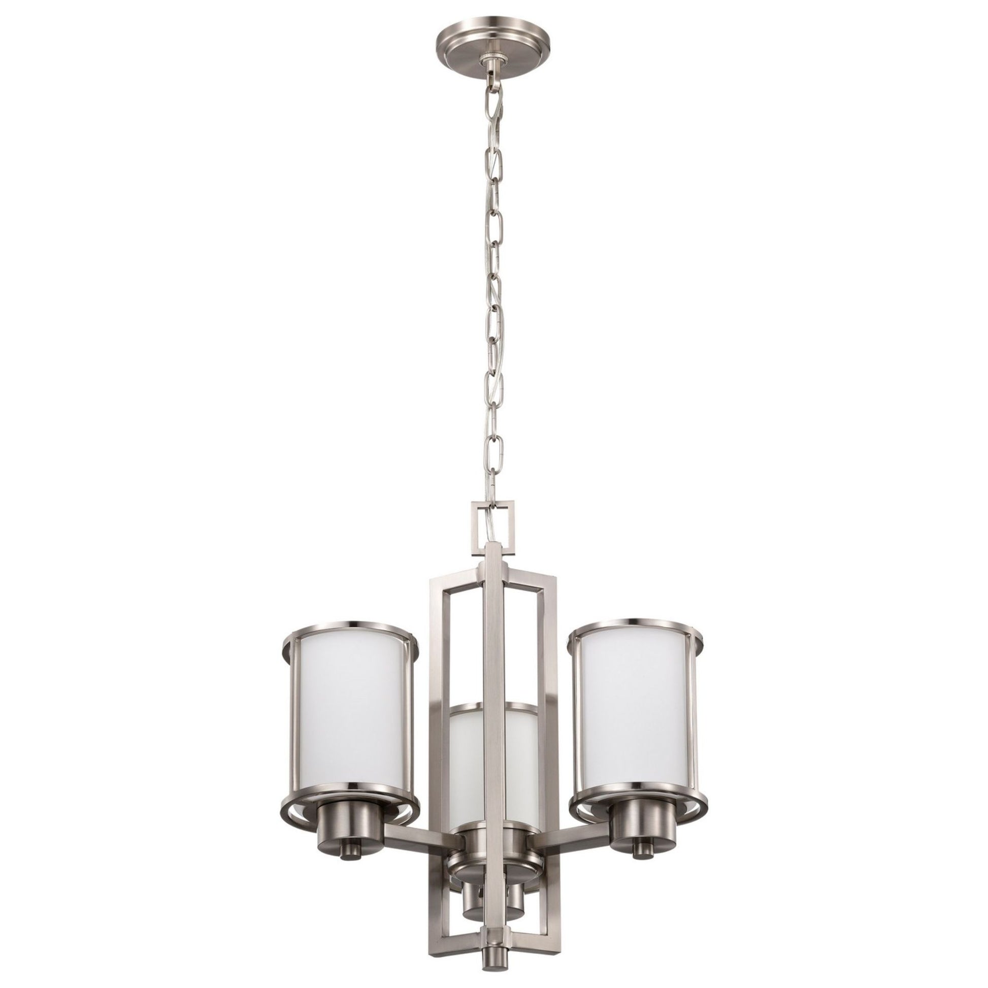 Odeon 19" 3-Light Chandelier, Brushed Nickel Finish - Bees Lighting