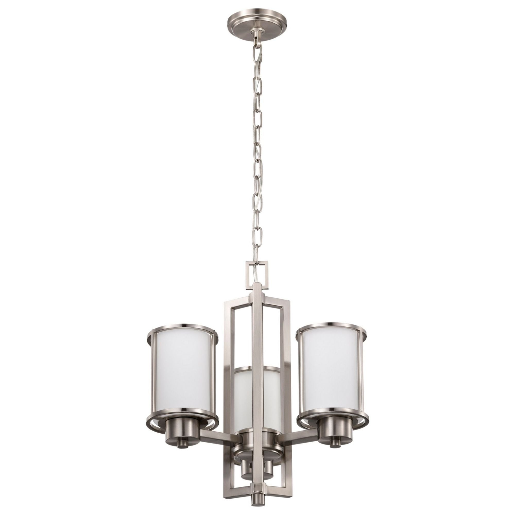 Odeon 19" 3-Light Chandelier, Brushed Nickel Finish - Bees Lighting