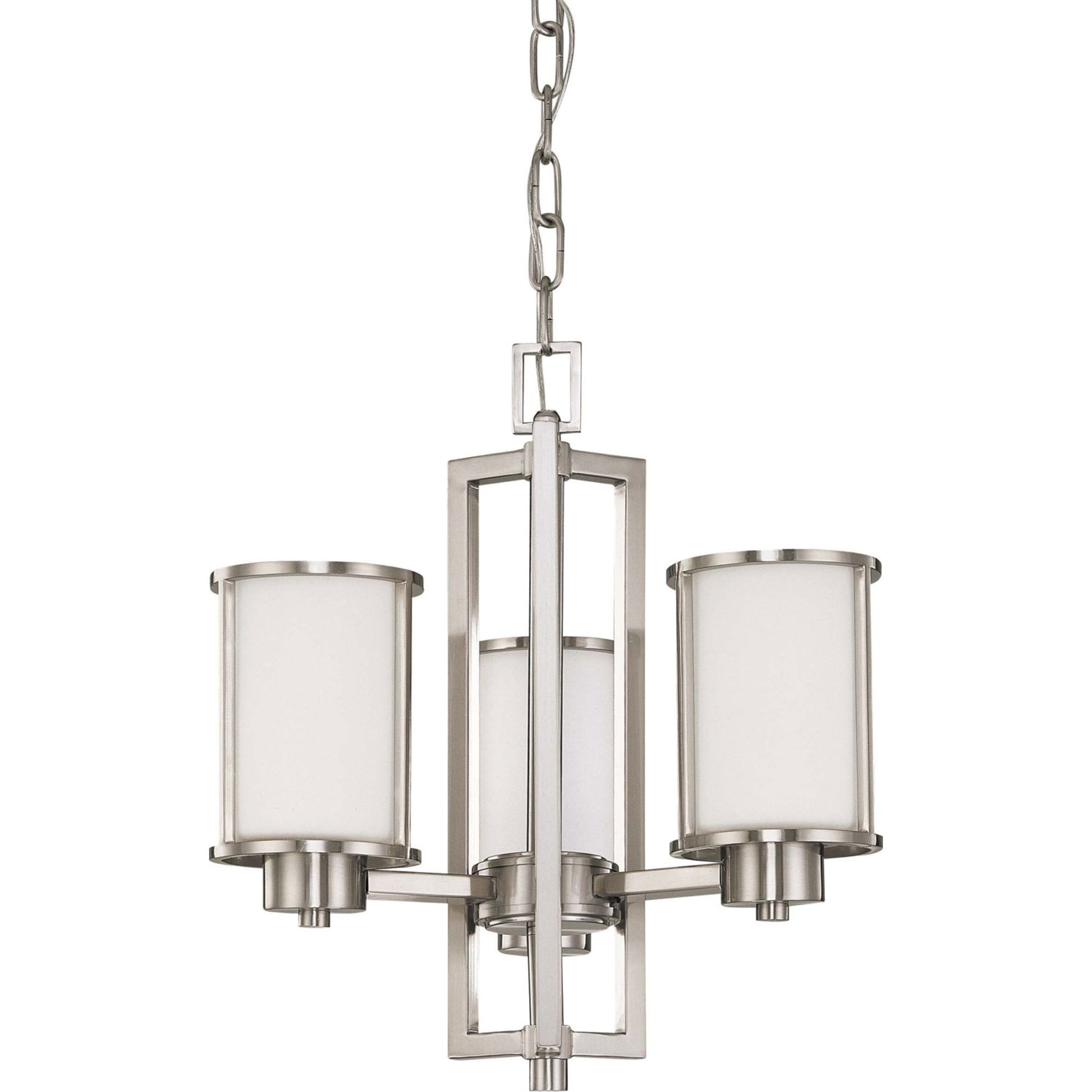Odeon 19" 3-Light Chandelier, Brushed Nickel Finish - Bees Lighting