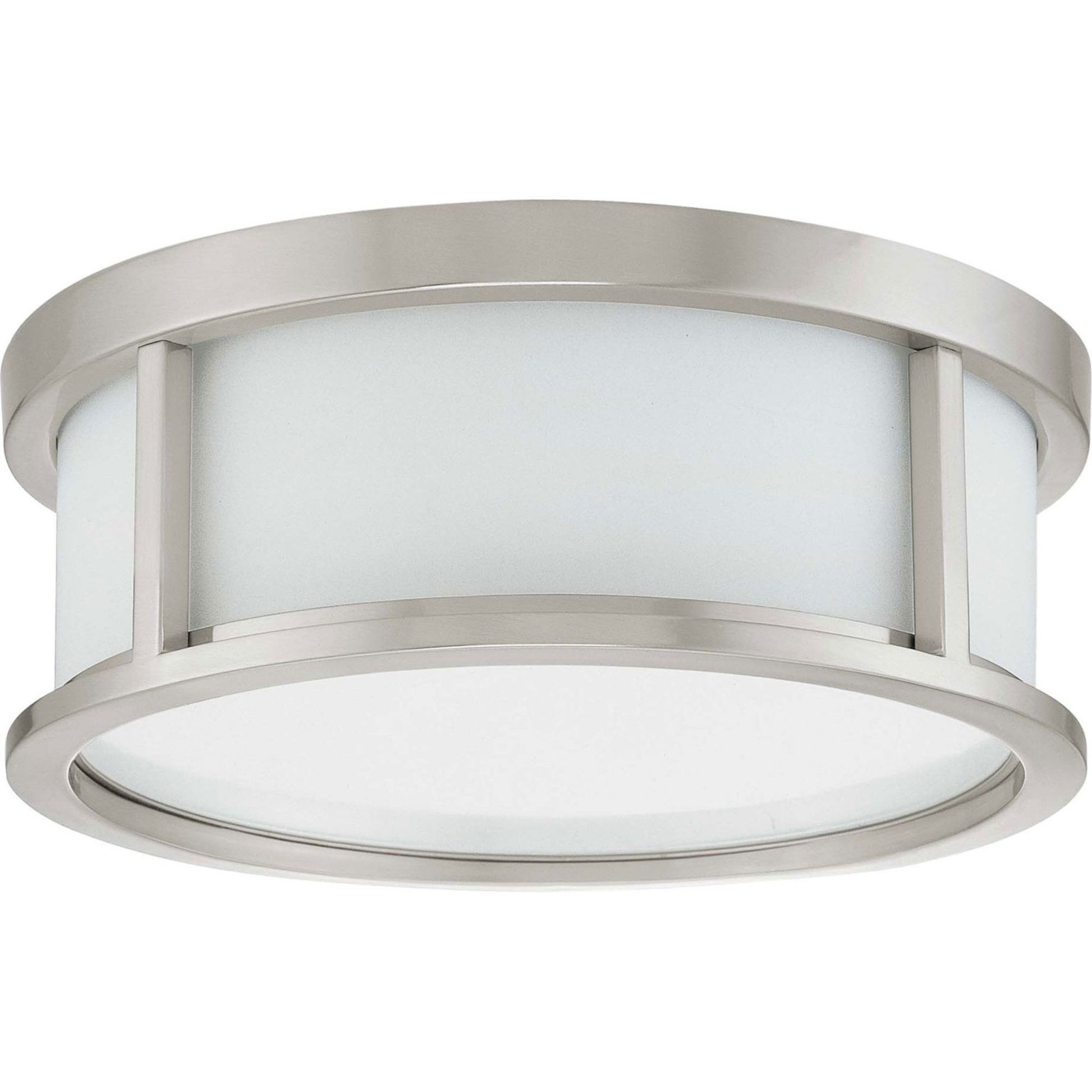 Odeon 13" 2-Light Flush Mount, Brushed Nickel Finish - Bees Lighting