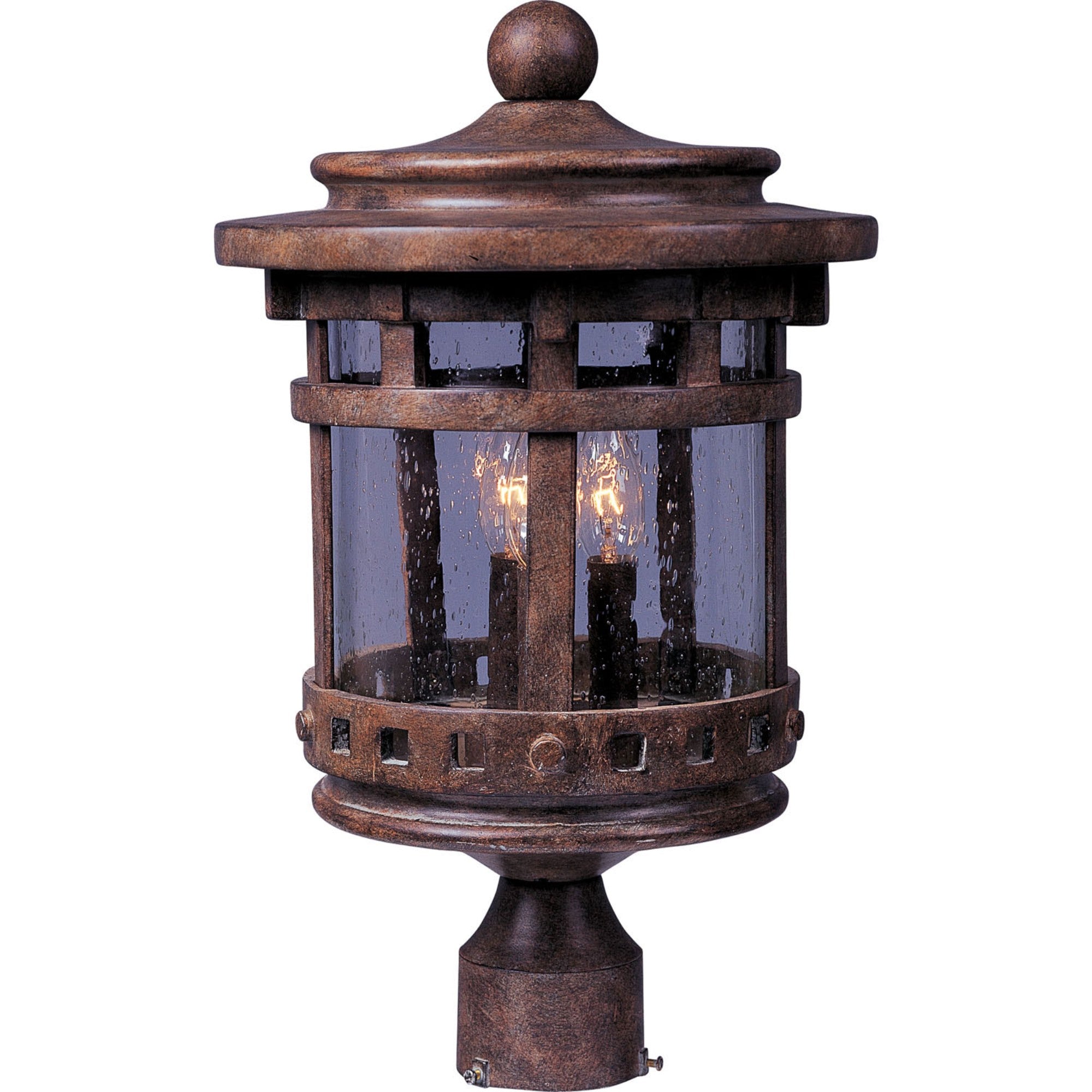 Santa Barbara VX 16" 3-Light Outdoor Pole/Post Lantern, Sienna Finish - Bees Lighting