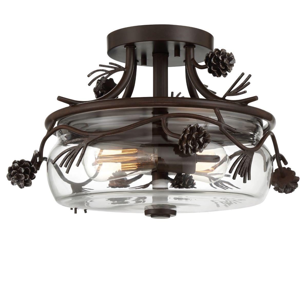 Ponderosa Ridge 16 In. 2 Lights Semi flush Mount Light Bronze Finish - Bees Lighting
