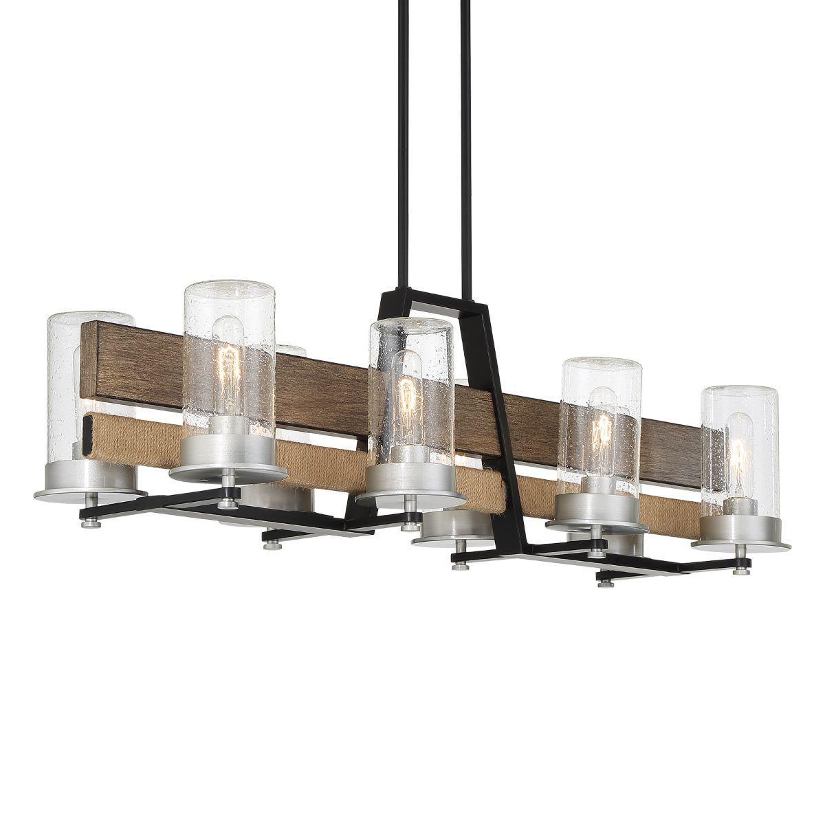 Silver Creek 39 In. 8 Lights Outdoor Hanging Light Black & brused nickel Finish - Bees Lighting