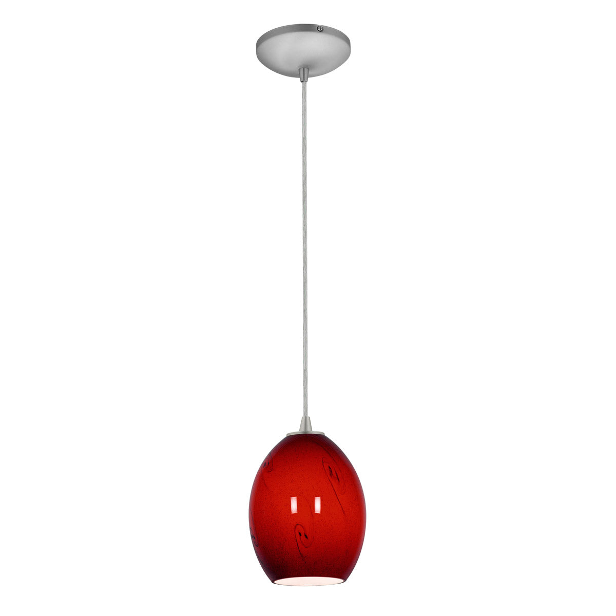 Brandy FireBird 6 in. LED Pendant Light Red Sky Cord Brushed Steel Finish