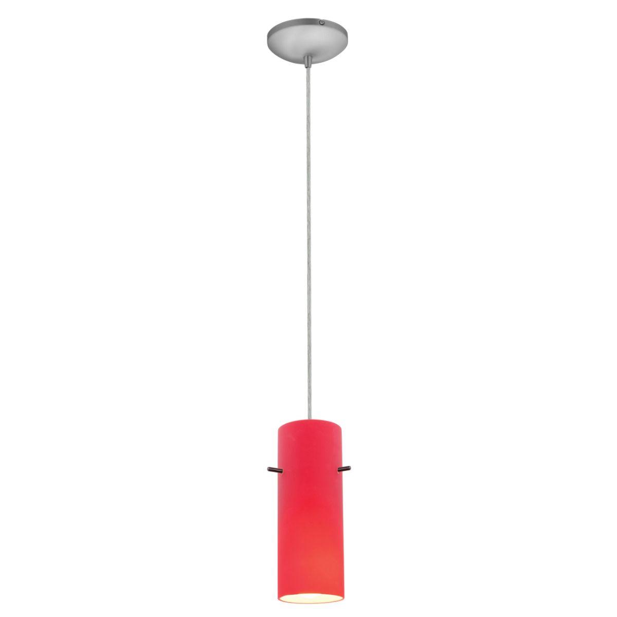 Cylinder 4 in. Pendant Light, Red Glass - Bees Lighting