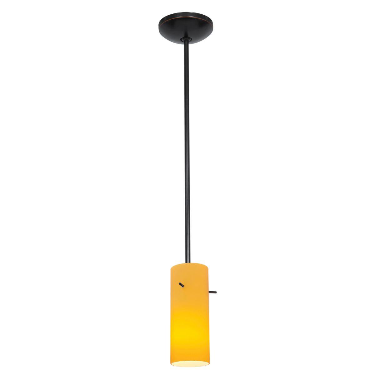 Cylinder 4 in. Pendant Light, Amber Glass - Bees Lighting