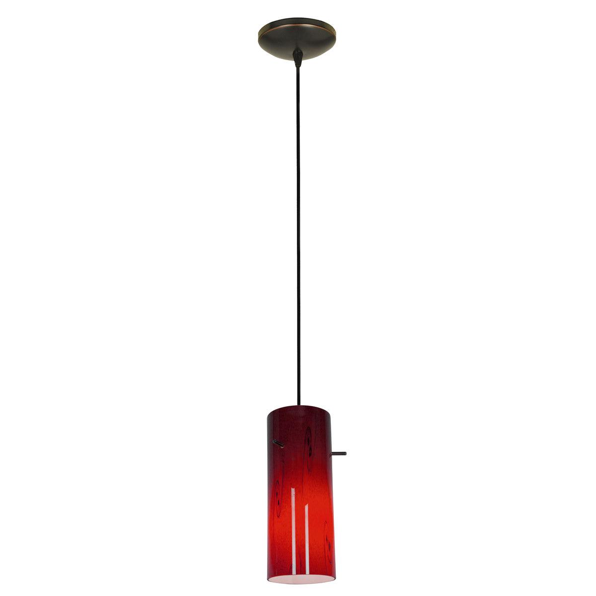 Cylinder 4 in. LED Pendant Light Red Glass
