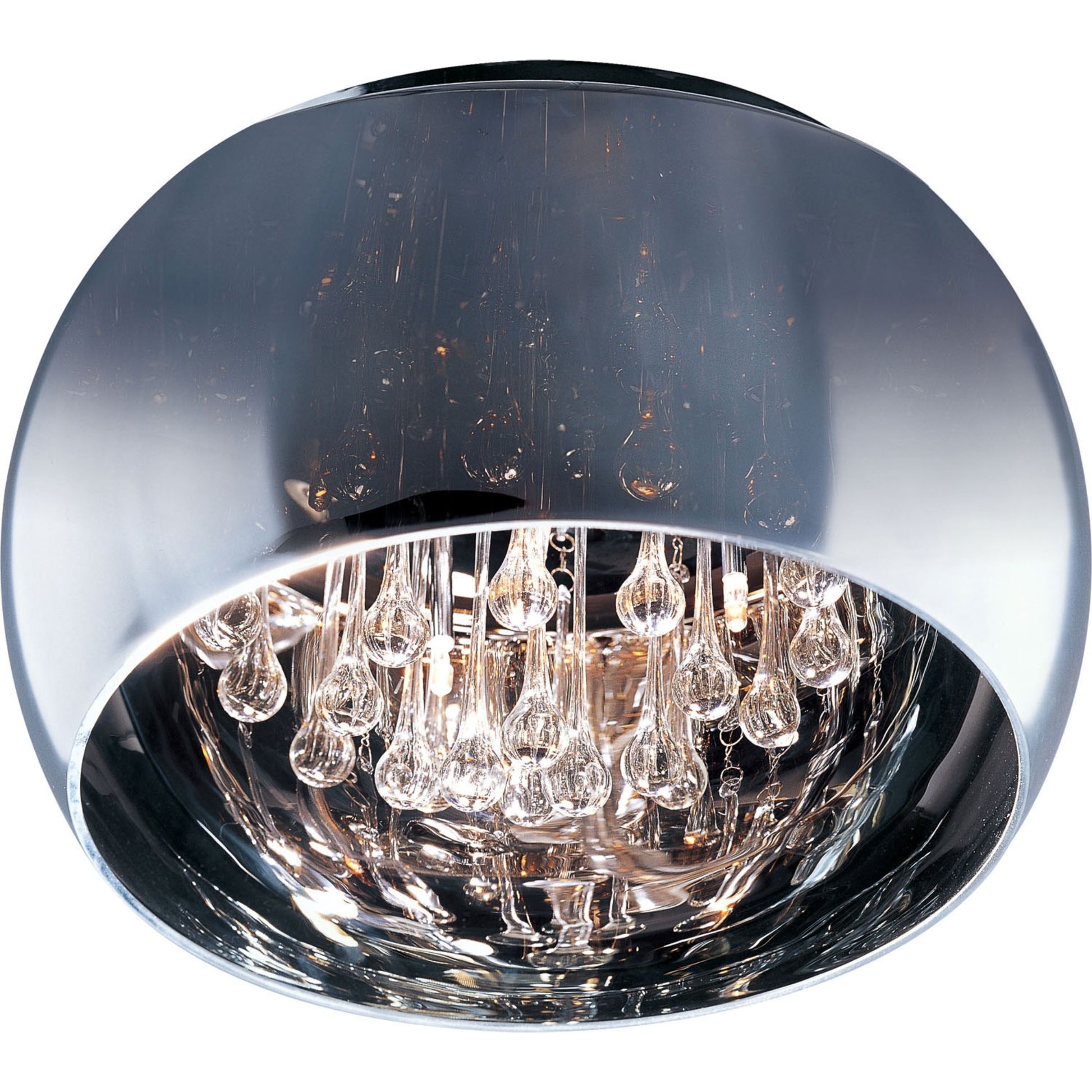 Sense 16" 5-Light LED Flush Mount, Polished Chrome Finish with Crystal Drops - Bees Lighting