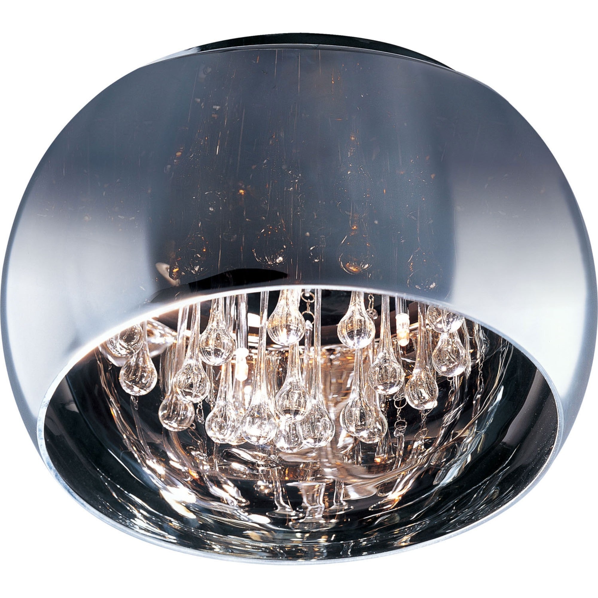 Sense 16" 5-Light LED Flush Mount, Polished Chrome Finish with Crystal Drops - Bees Lighting