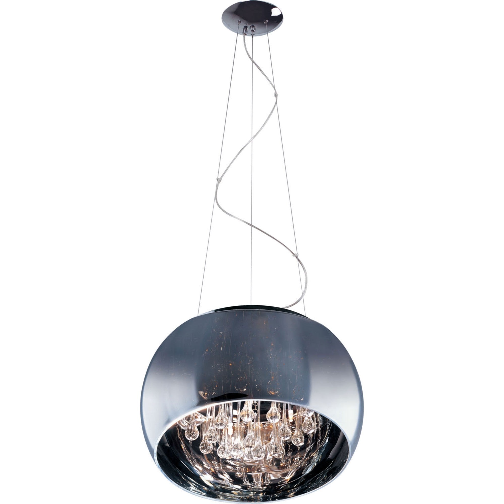 Sense 20" 6-Light LED Pendant, Polished Chrome Finish with Crystal Drops - Bees Lighting