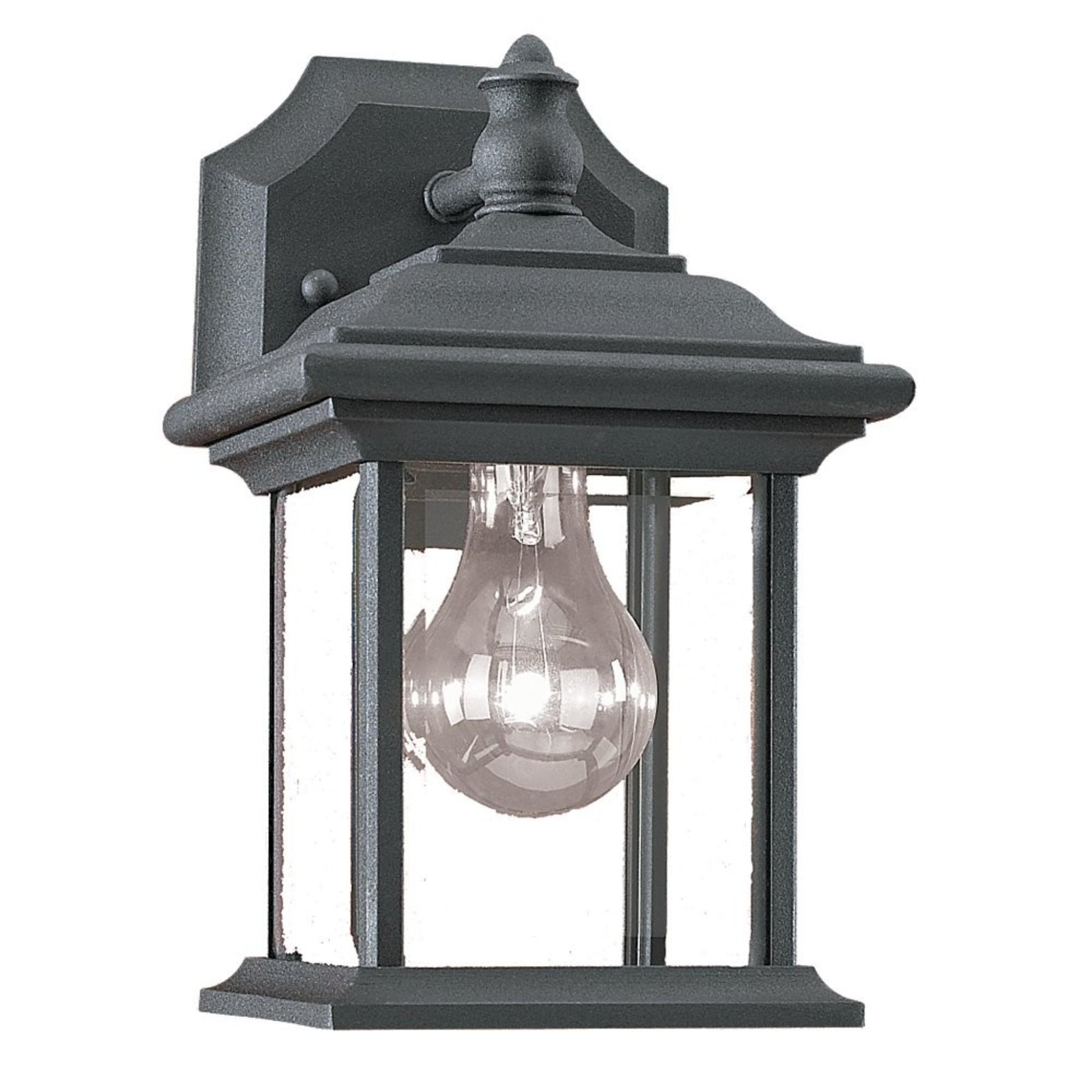 Wynfield 10" Small Outdoor Wall Lantern, Black Finish with Clear Glass - Bees Lighting
