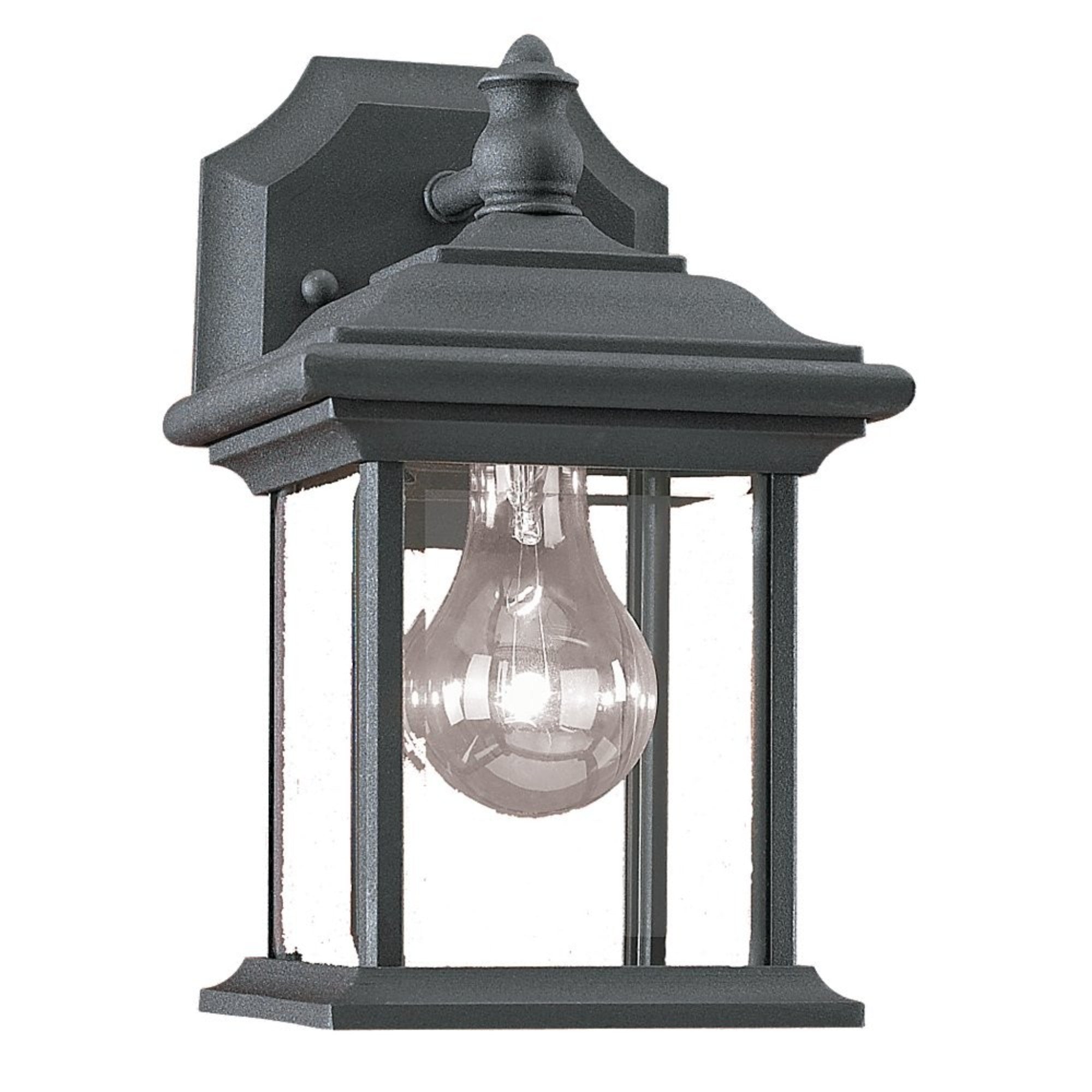 Wynfield 10" Small Outdoor Wall Lantern, Black Finish with Clear Glass - Bees Lighting