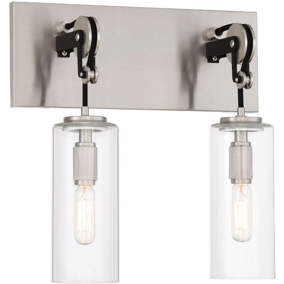 Pullman Junction 13 in. 2 Lights Vanity Light Brushed Nickel & Black finish - Bees Lighting
