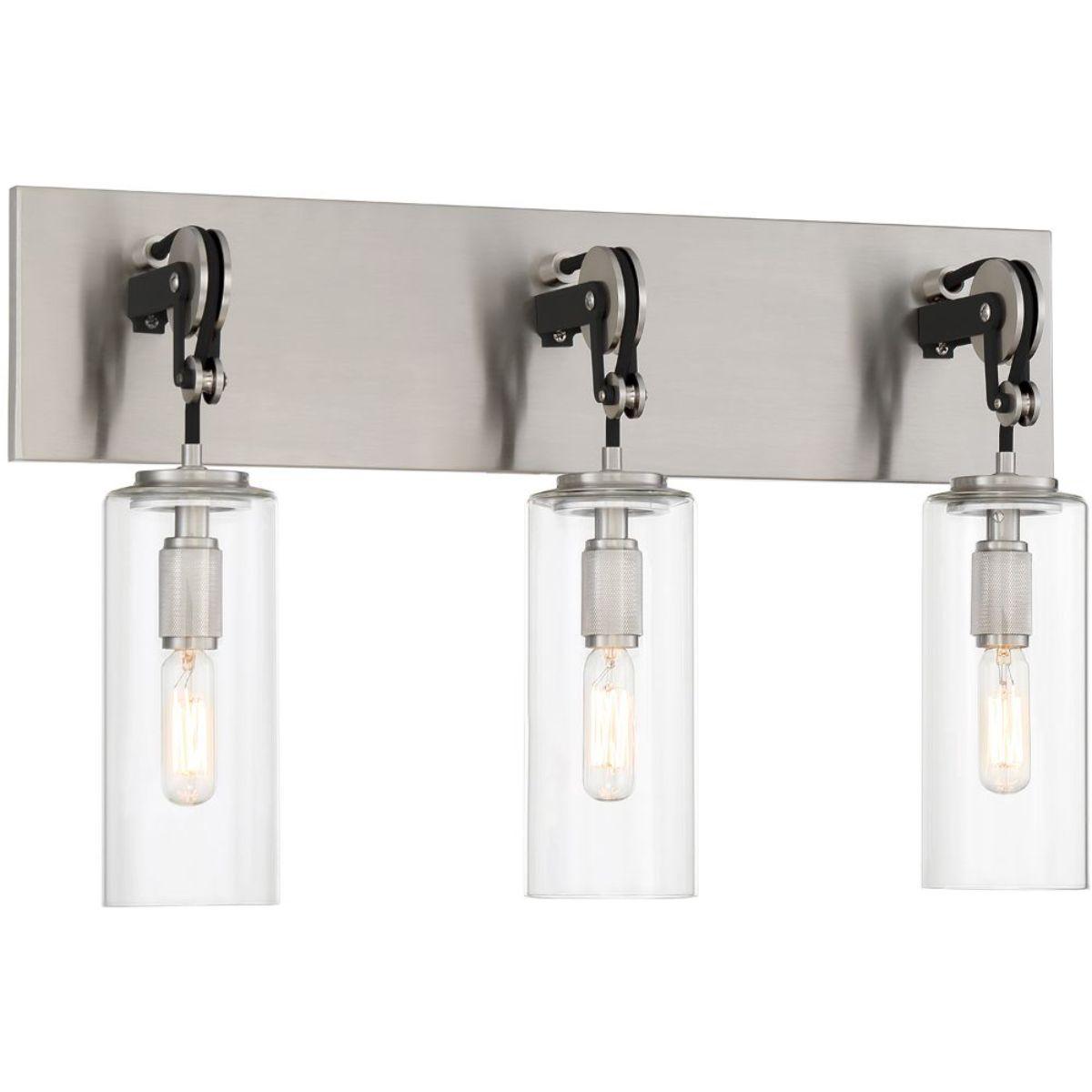 Pullman Junction 21 in. 3 Lights Vanity Light Brushed Nickel & Black finish - Bees Lighting