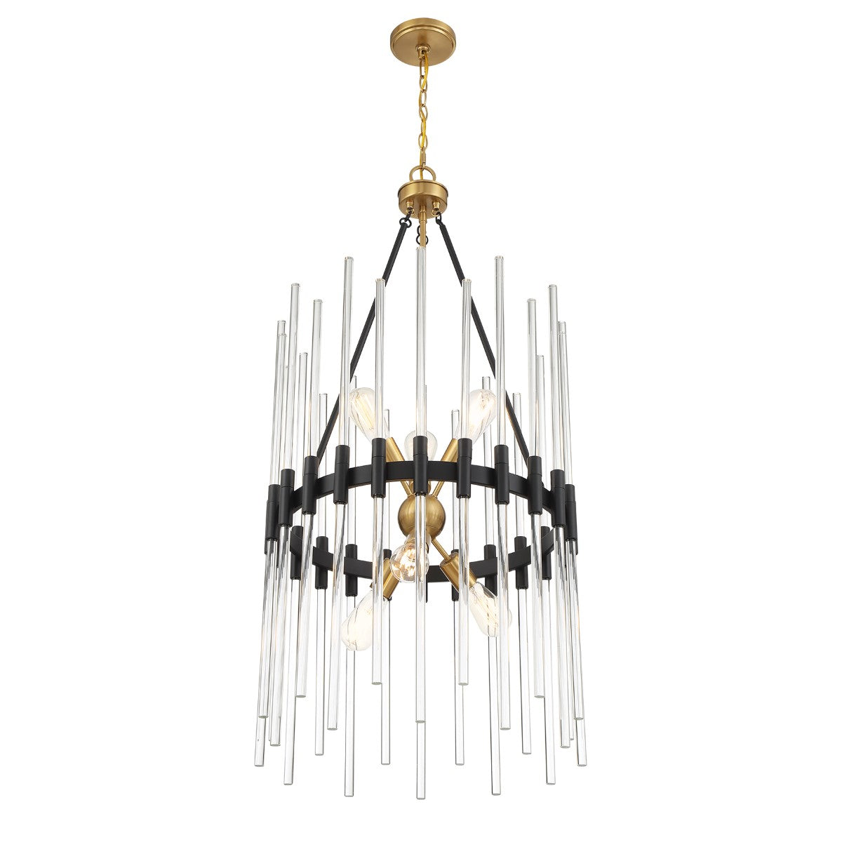 Santiago 20 in. 6 Lights Pendant Light Matte Black with Warm Brass Accents Finish - Bees Lighting