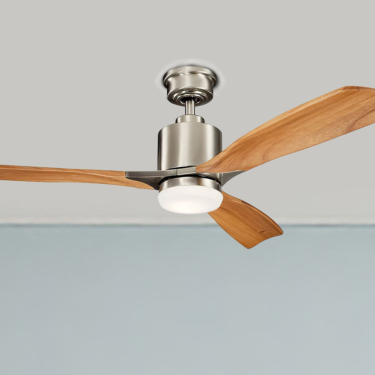 Ridley II 52 Inch Brushed Stainless Steel Indoor LED Ceiling Fan with Wall Control - Bees Lighting
