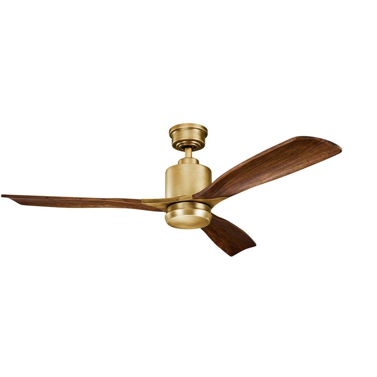 Ridley II 52 Inch Natural Brass Indoor LED Ceiling Fan with Wall Control - Bees Lighting