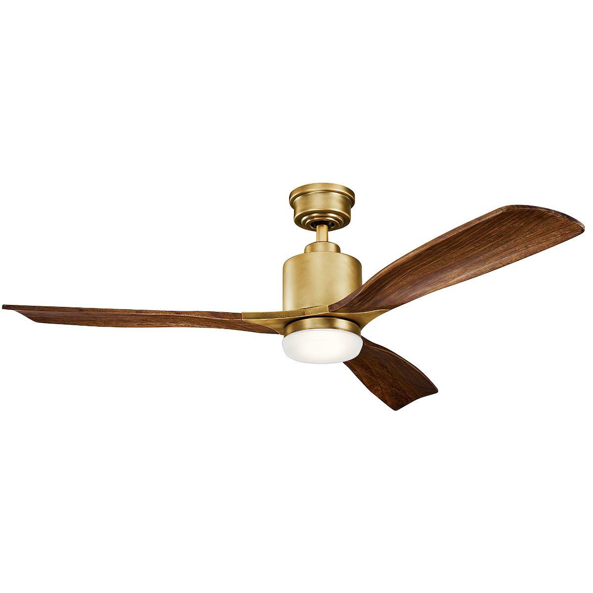 Ridley II 52 Inch Natural Brass Indoor LED Ceiling Fan with Wall Control - Bees Lighting