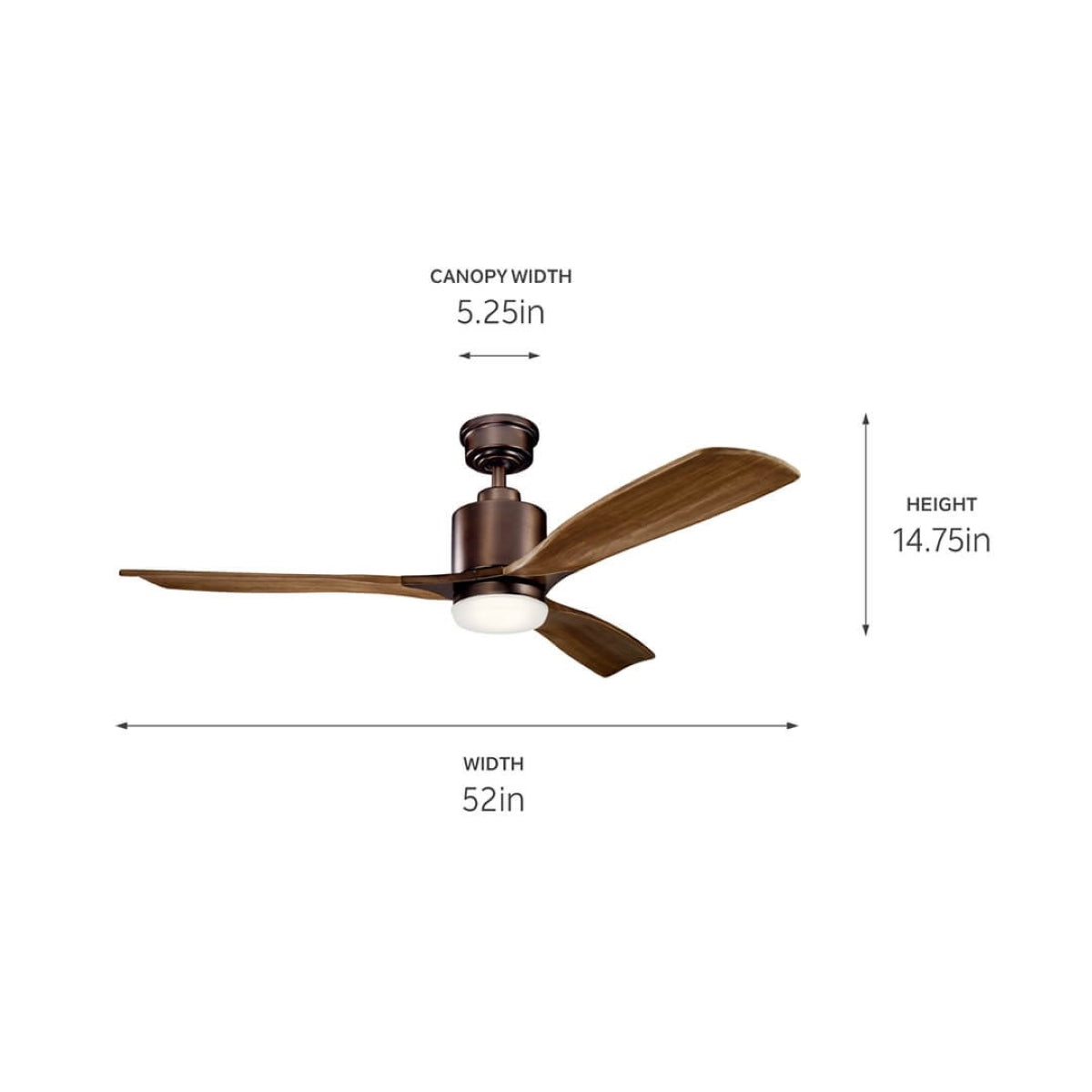 Ridley Ii 52 Inch Propeller Ceiling Fan With Light, Wall Control Included