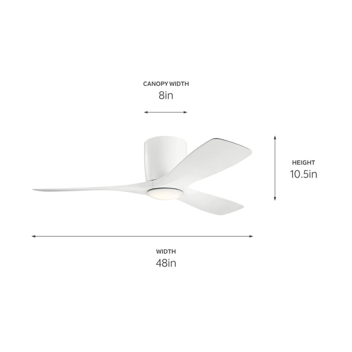Volos 48 Inch Matte White Hugger LED Ceiling Fan with Wall Control - Bees Lighting