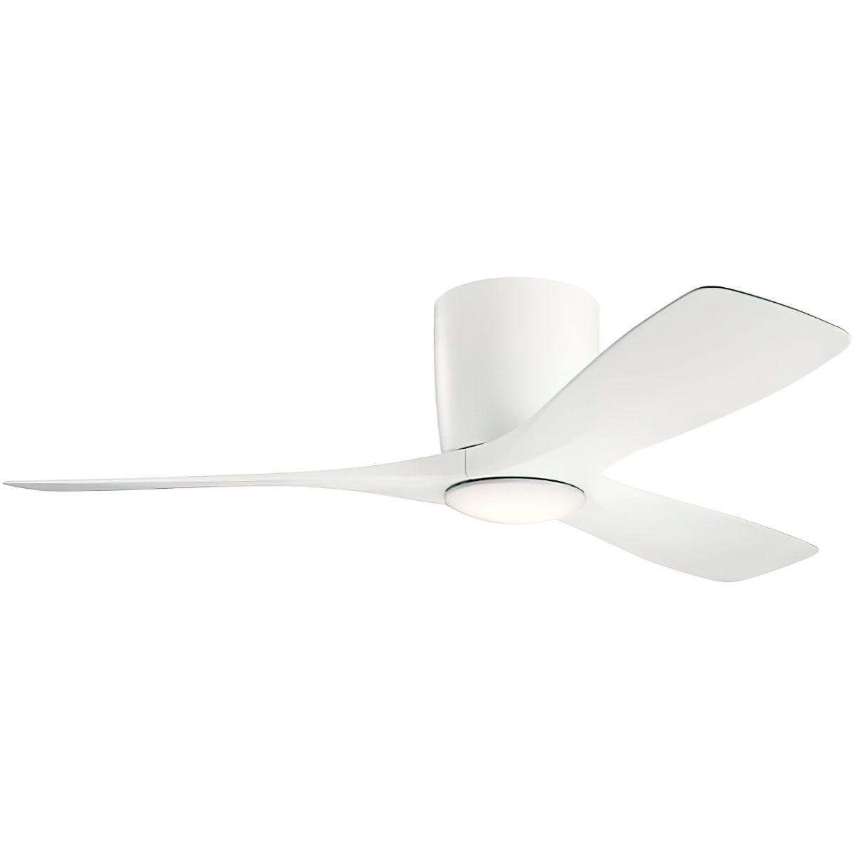 Volos 48 Inch Matte White Hugger LED Ceiling Fan with Wall Control - Bees Lighting