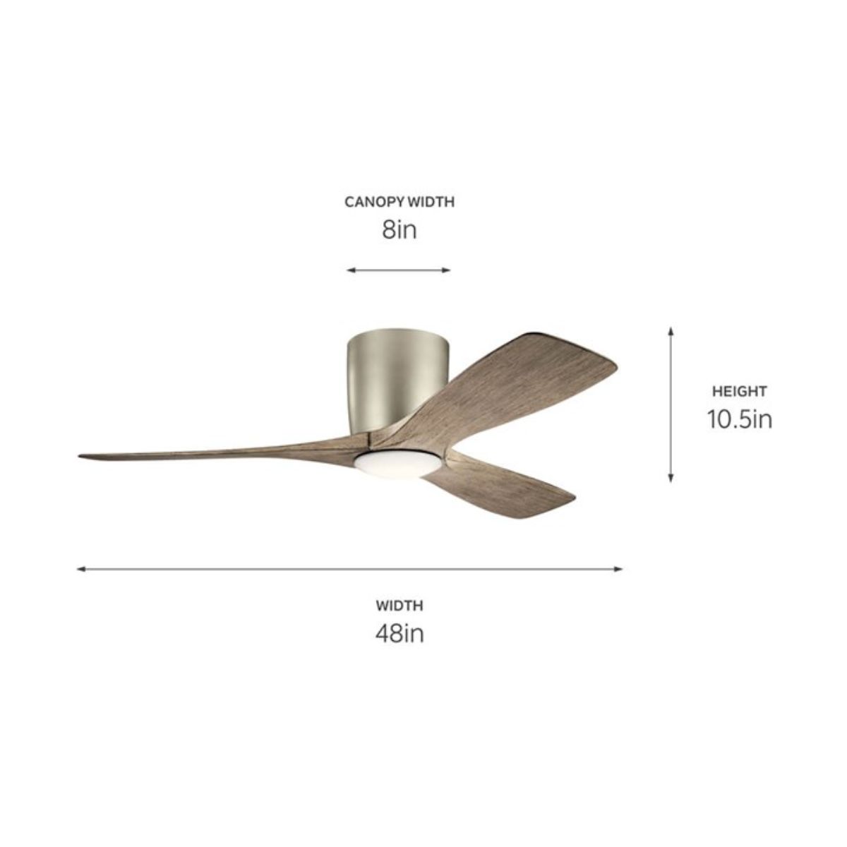 Volos 48 Inch Nickel Hugger LED Ceiling Fan with Wall Control - Bees Lighting