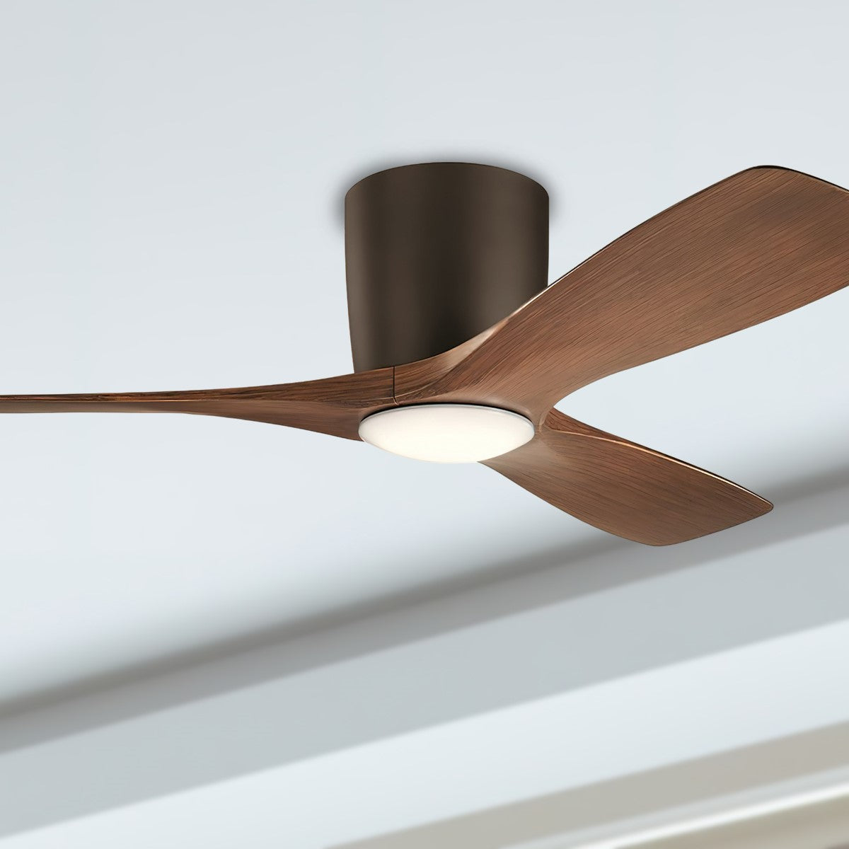 Volos 48 Inch Bronze Hugger LED Ceiling Fan with Wall Control - Bees Lighting