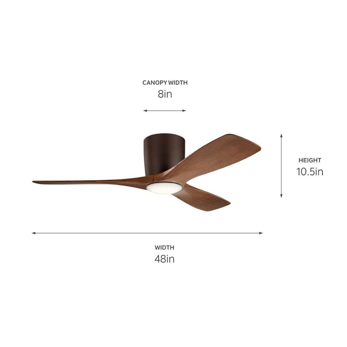 Volos 48 Inch Bronze Hugger LED Ceiling Fan with Wall Control - Bees Lighting