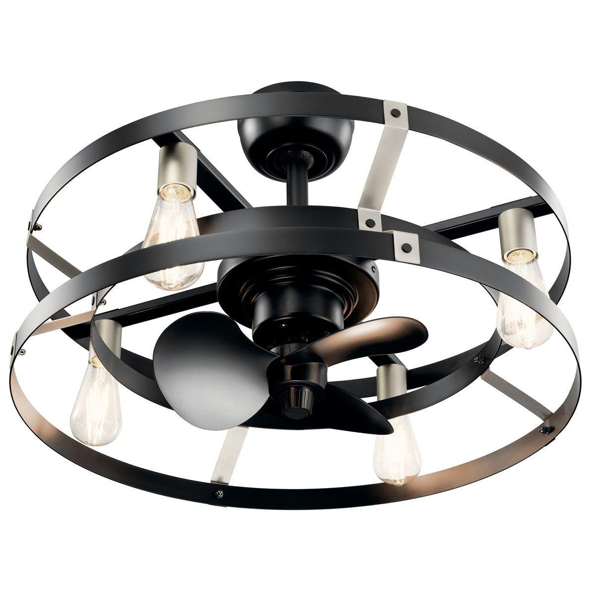 Cavelli 25 Inch Satin Black LED Fandelier Ceiling Fan with Wall Control - Bees Lighting