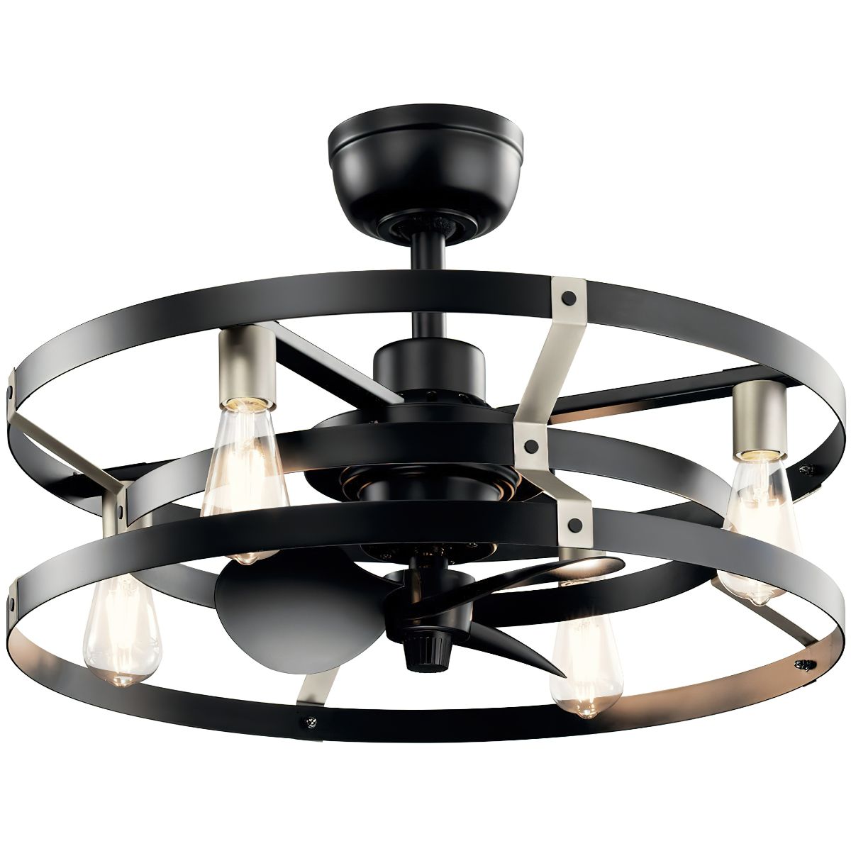 Cavelli 25 Inch Satin Black LED Fandelier Ceiling Fan with Wall Control - Bees Lighting