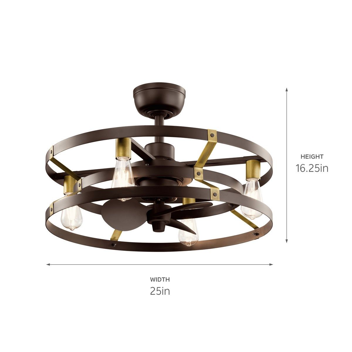 Cavelli 25 Inch Bronze LED Fandelier Ceiling Fan with Wall Control - Bees Lighting