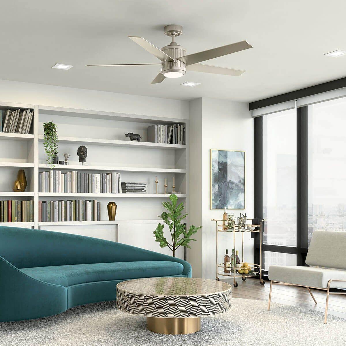Brahm 56 Inch Brushed Stainless Steel LED Indoor Ceiling Fan with Remote - Bees Lighting