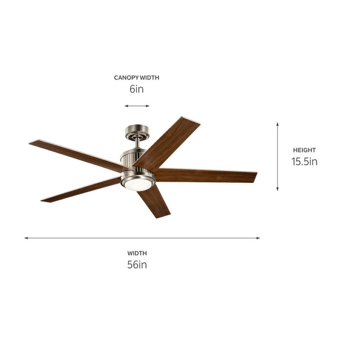 Brahm 56 Inch Brushed Stainless Steel LED Indoor Ceiling Fan with Remote - Bees Lighting