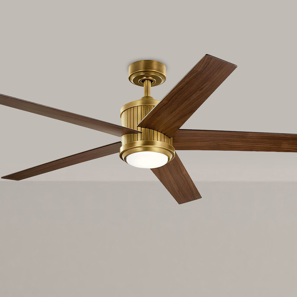 Brahm 56 Inch Natural Brass LED Indoor Ceiling Fan with Remote - Bees Lighting