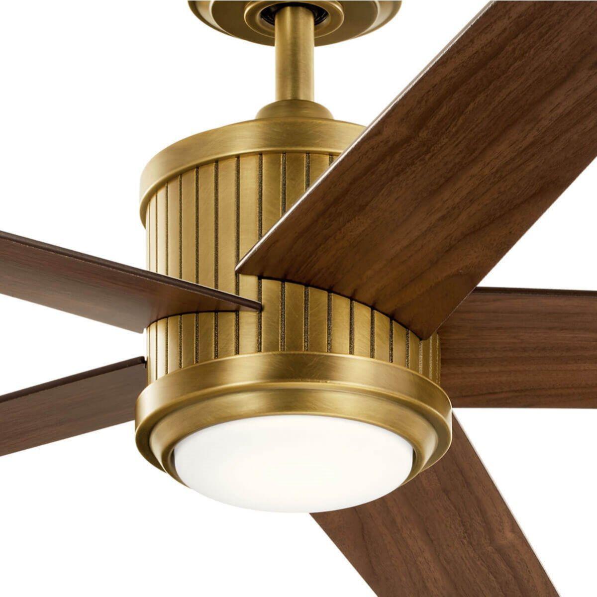 Brahm 56 Inch Natural Brass LED Indoor Ceiling Fan with Remote - Bees Lighting