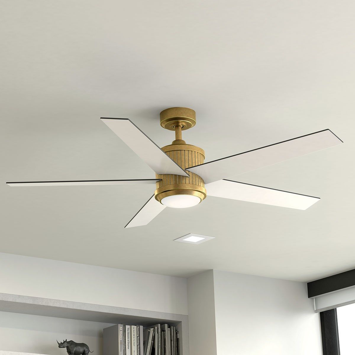 Brahm 56 Inch Natural Brass LED Indoor Ceiling Fan with Remote - Bees Lighting