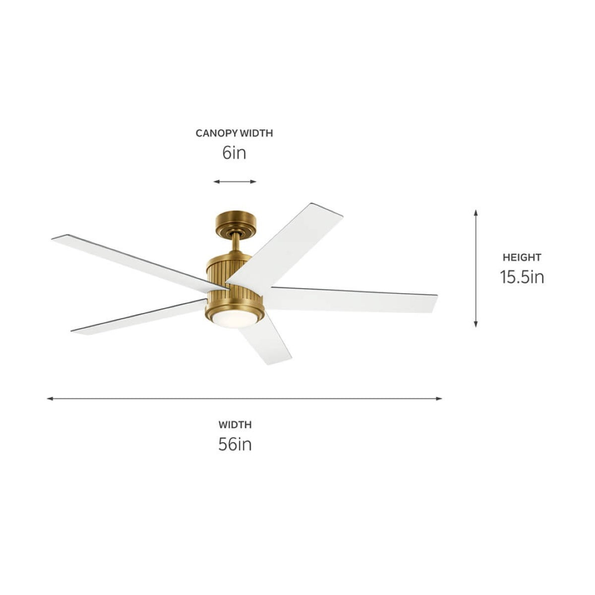 Brahm 56 Inch Natural Brass LED Indoor Ceiling Fan with Remote - Bees Lighting