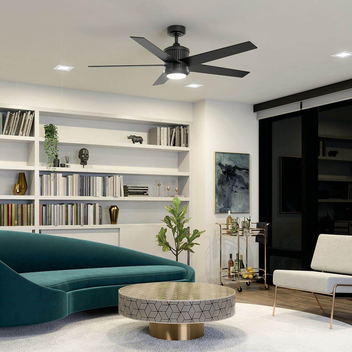 Brahm 56 Inch Satin Black LED Indoor Ceiling Fan with Remote - Bees Lighting