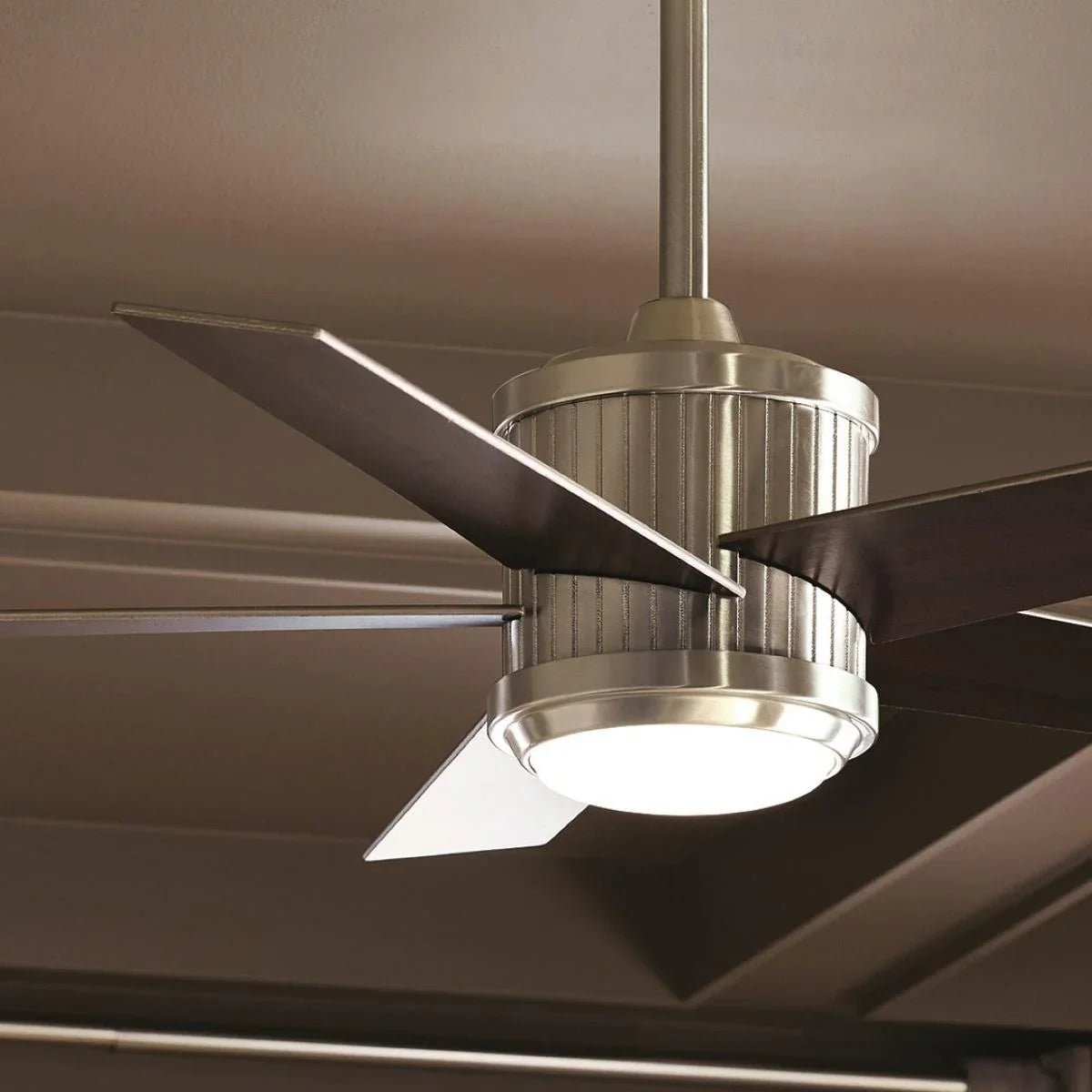 Brahm 48 Inch Brushed Stainless Steel LED Indoor Ceiling Fan with Remote - Bees Lighting