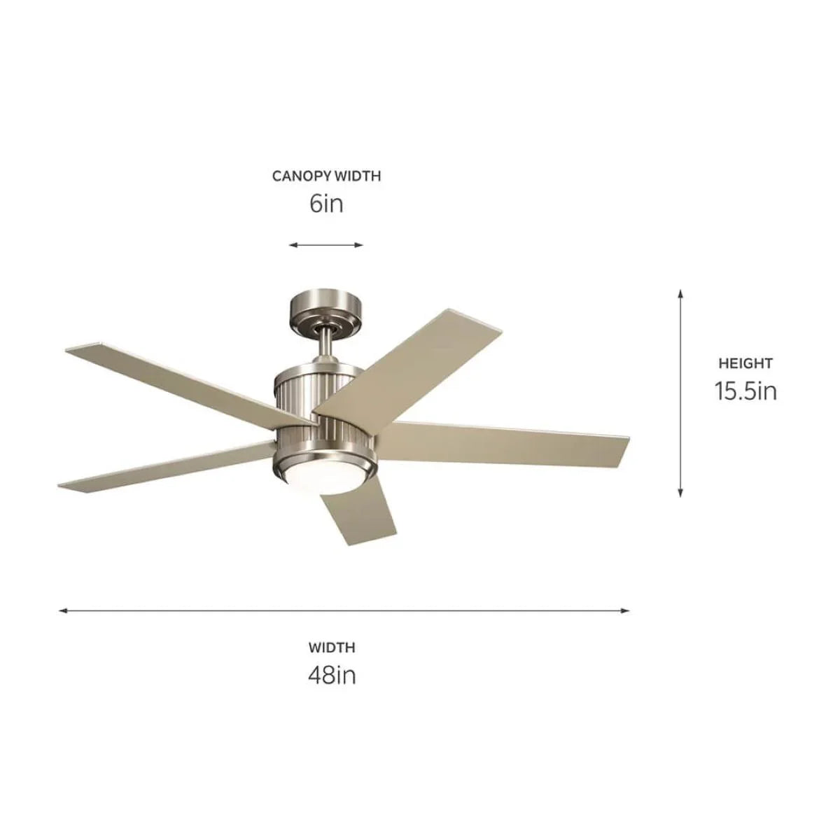 Brahm 48 Inch Brushed Stainless Steel LED Indoor Ceiling Fan with Remote - Bees Lighting