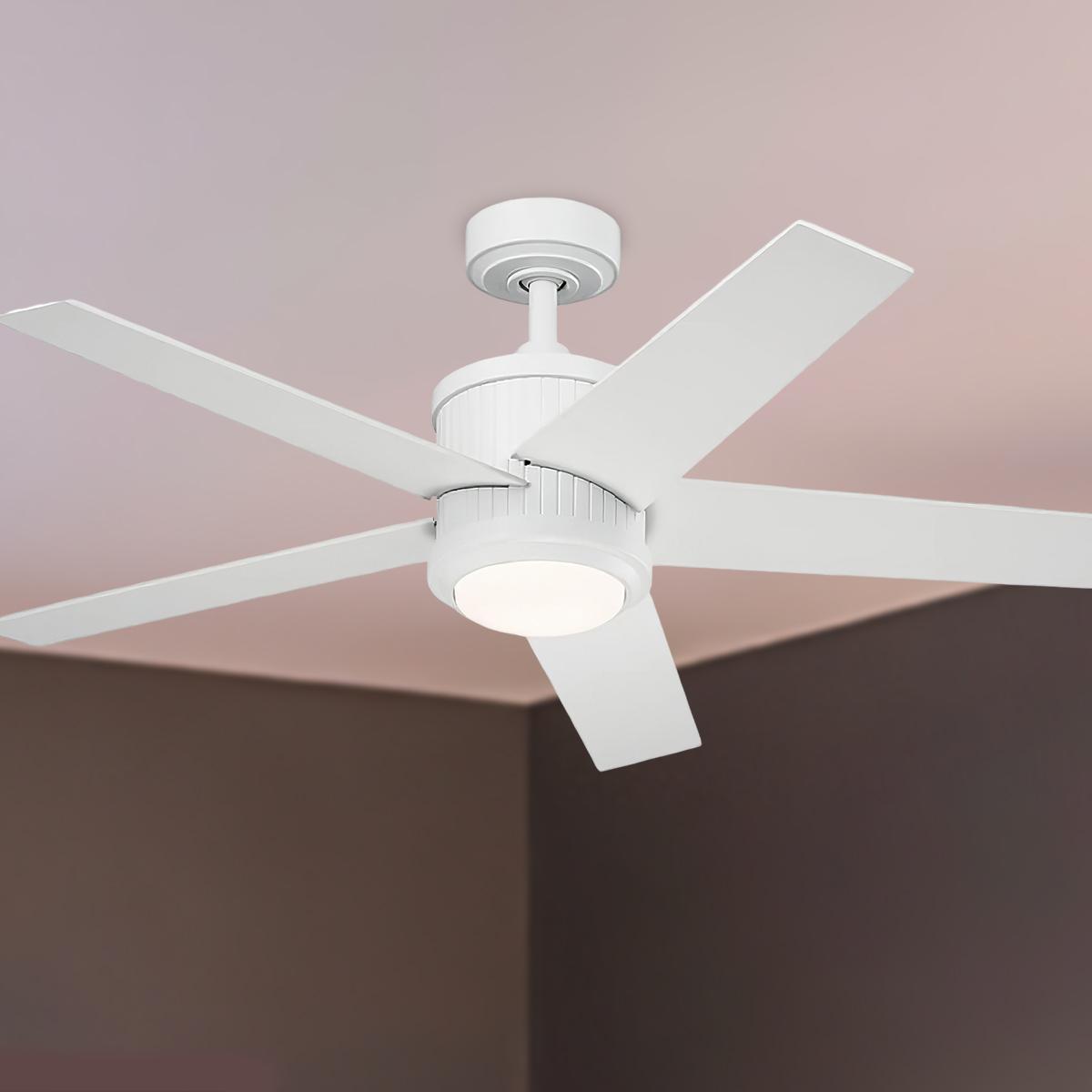 Brahm 48 Inch Matte White LED Indoor Ceiling Fan with Remote - Bees Lighting